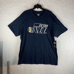 ’47 T-Shirt Mens 2XL Navy Cotton Utah Jazz Crew‎ Neck Short Sleeve Pullover 7369